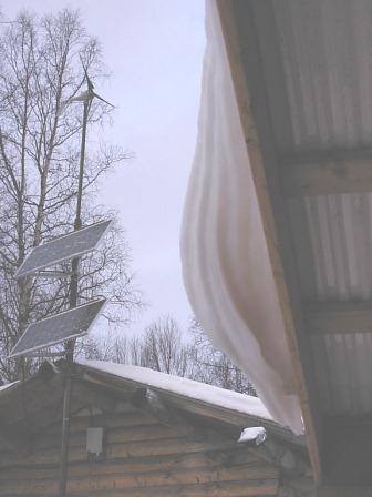 Snow cornice on our porch roof