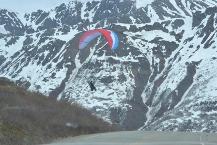 Paraglider coming in for a landing
